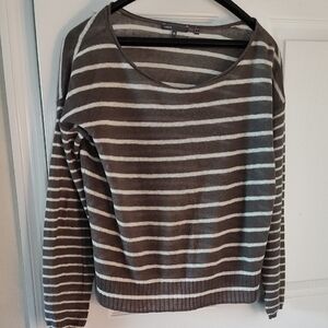 Vince Gray and White Striped Sweater